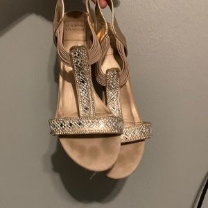 Rose gold wedge heels